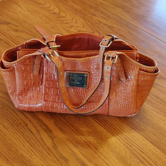 Nicole by Nicole Miller Handbags - 3/$20 GUC orange faux croc skin purse